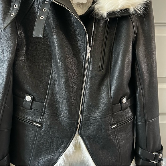 NWT Free People Overdrive Leather Fur Moto Jacket - Picture 9 of 10